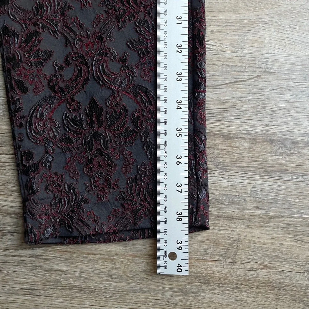 Soft Surroundings Brocade Pants Womens 8 Burgundy Damask Jacquard Goth Victorian